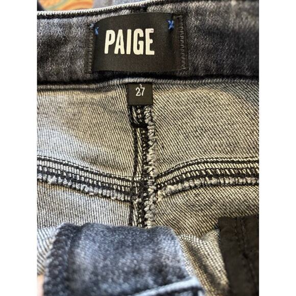 Paige Cindy High Rise Straight Ankle Jeans Raw Hems Gray 27 Distressed - Picture 9 of 10